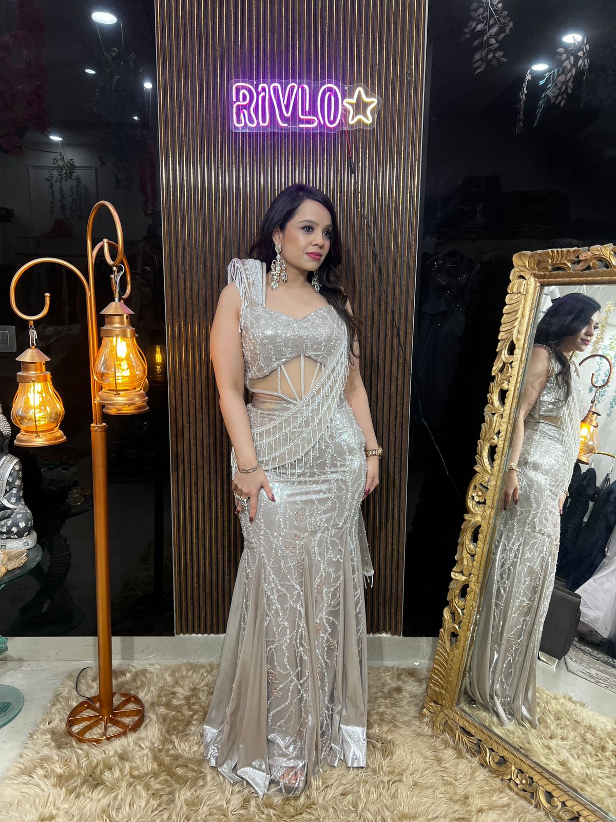 🍾✨ Champagne Crystal Corset Indo-Western ✨🍾 AC58