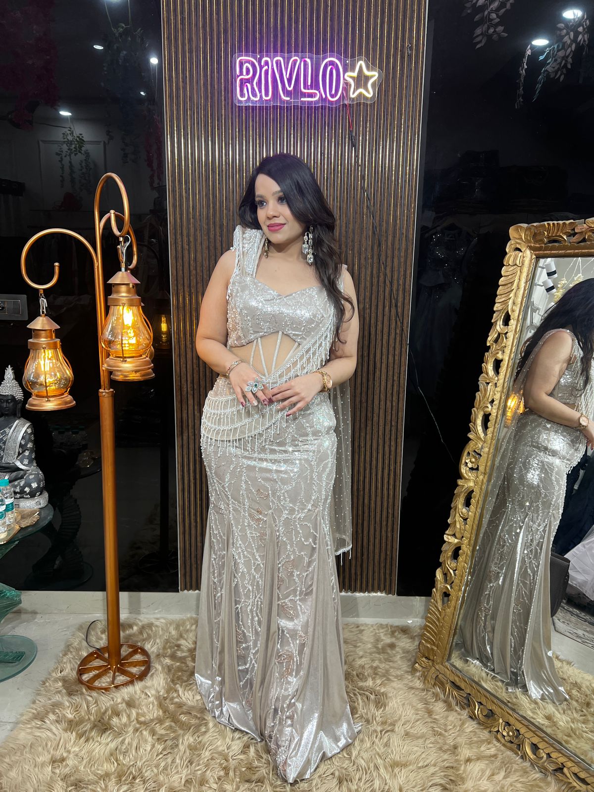 🍾✨ Champagne Crystal Corset Indo-Western ✨🍾 AC58