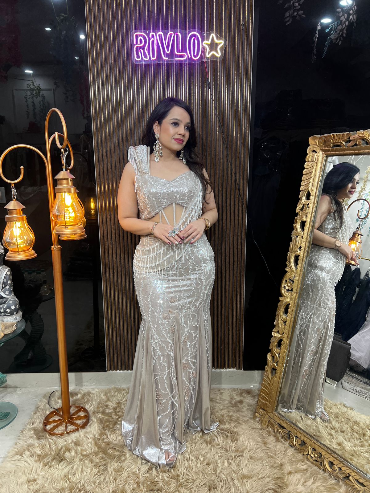 🍾✨ Champagne Crystal Corset Indo-Western ✨🍾 AC58