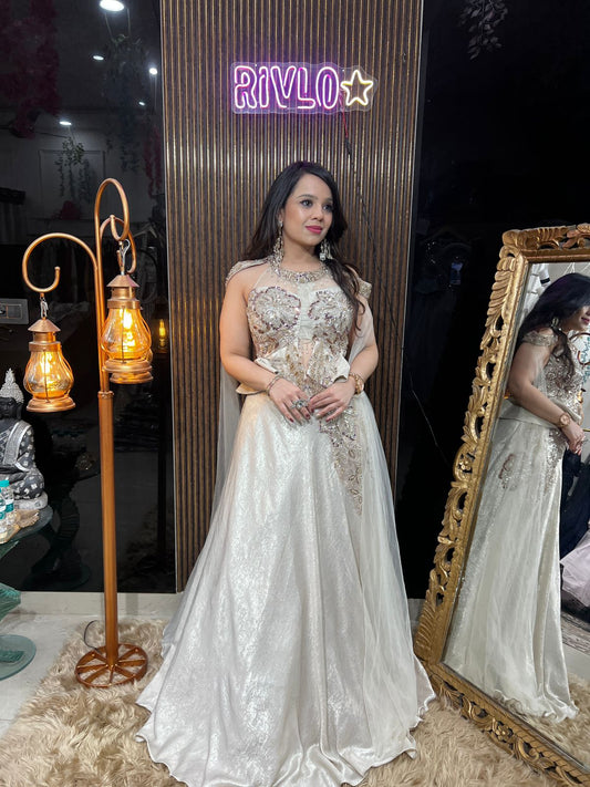 🥂✨ Champagne Glow Indo-Western Lehenga Set ✨🥂 AC66