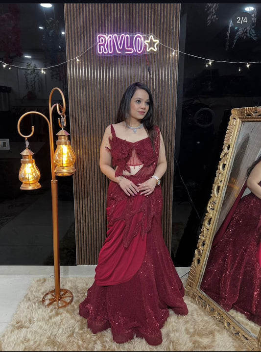 Blood Red Lehenga AC15