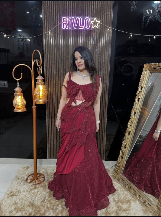 Blood Red Lehenga AC15