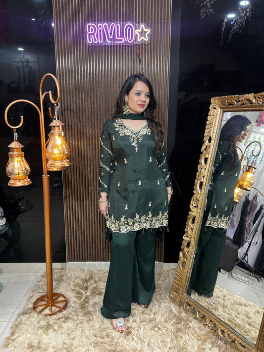 💚✨ Emerald Elegance Embroidered Suit Set ✨💚 RC490