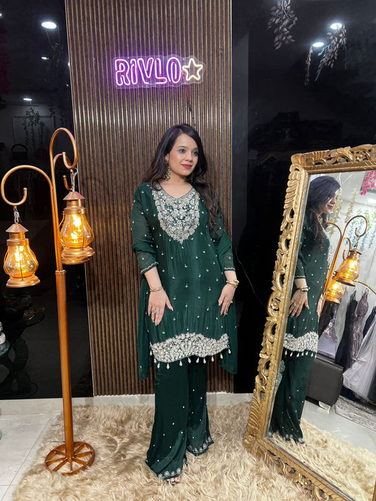 💚✨ Green Elegant Embroidered Suit Set ✨💚 RC491