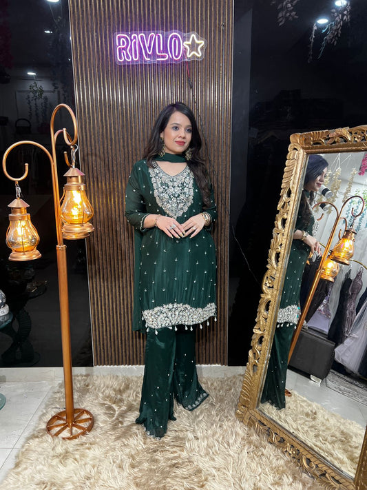 💚✨ Green Elegant Embroidered Suit Set ✨💚 RC491