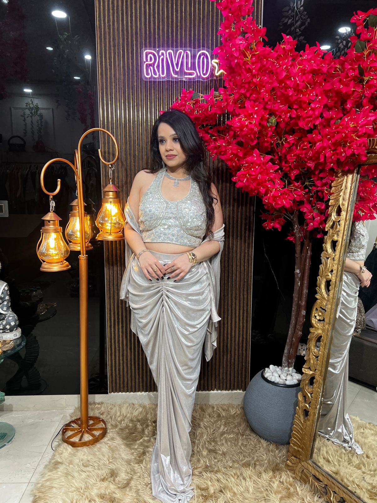 ✨ Moonlight Silver Drape Saree Set ✨ RC504