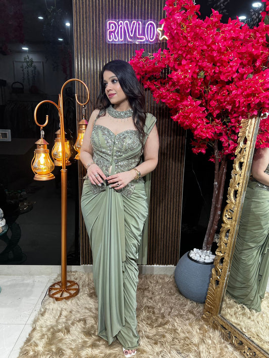 OLIVE GREEN INDOWESTERN DRAPE RC510
