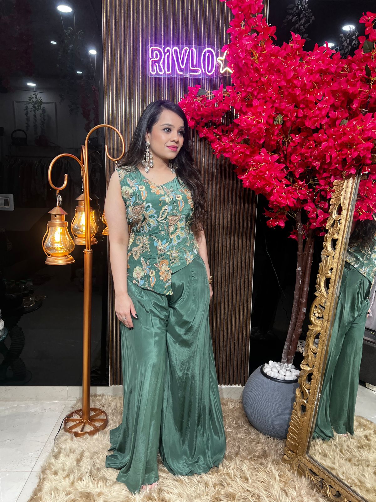 ZARI WORK TOP AND PLAZO WITH  RC512