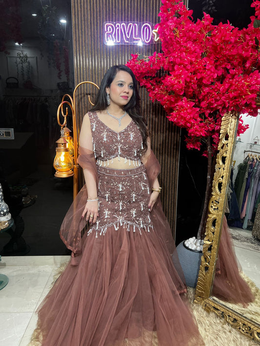 ✨ Chocolate Embellished Mermaid Lehenga Set ✨ RC517
