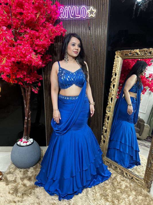Midnight Elegance – Navy Blue Embellished Lehenga AC78