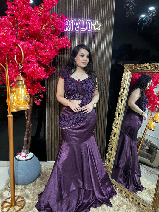 Wine Embellished Mermaid Drape Set RC537