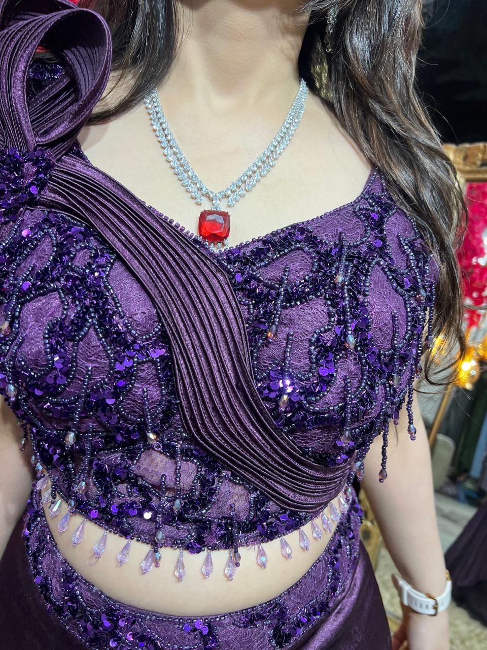 Wine Embellished Mermaid Drape Set RC537