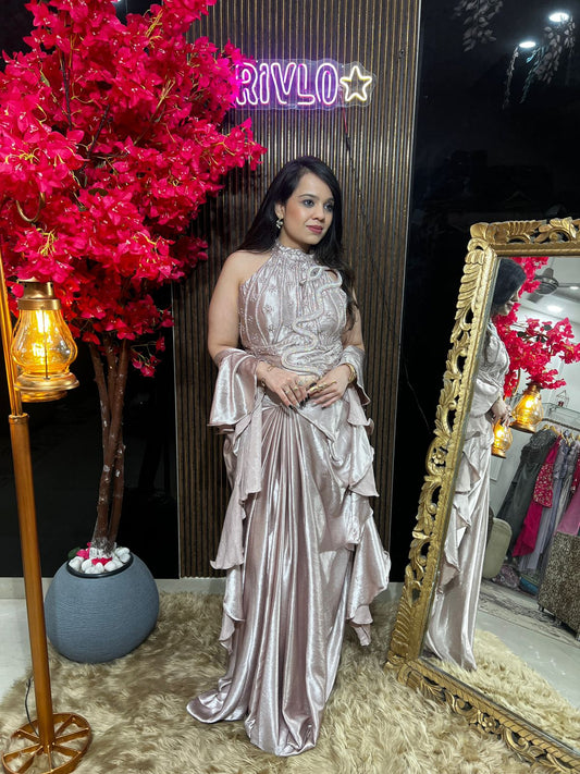 Dark Pink And Baby Pink Serpentine Embellished Drape Set and free snake ring ✨ RC552