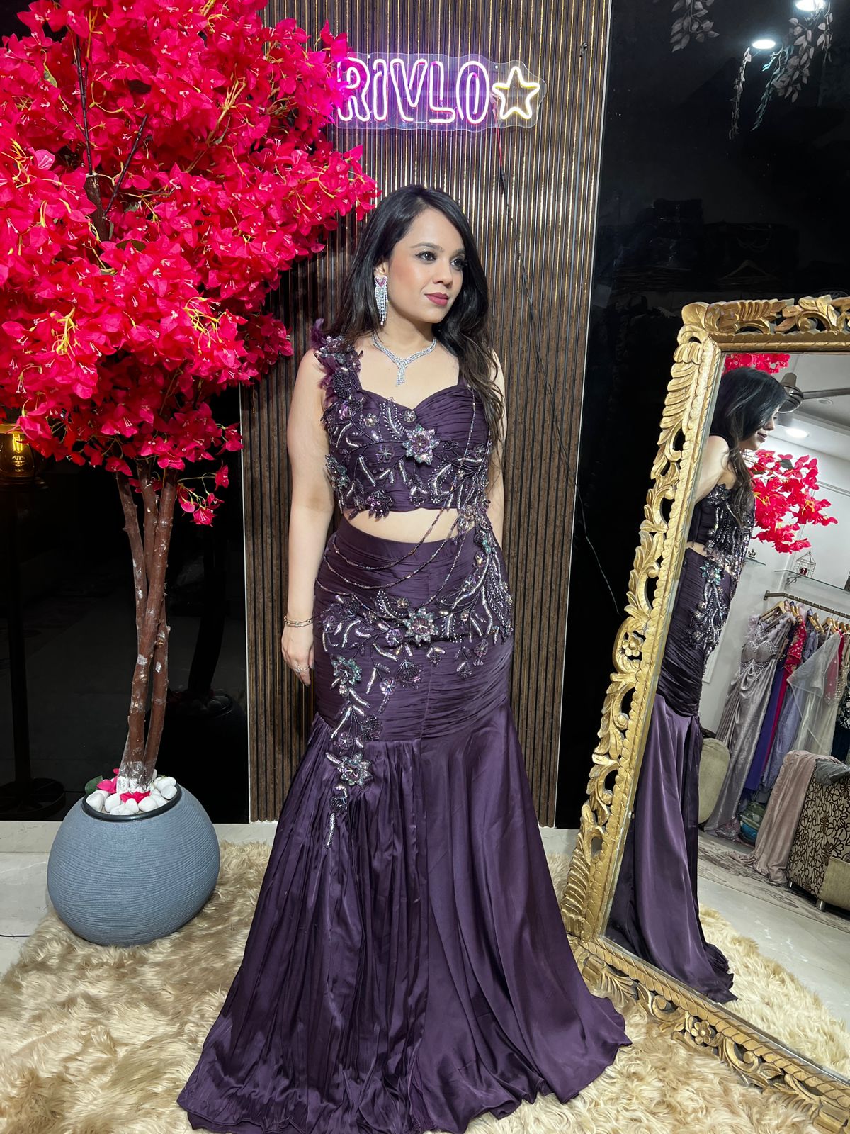 Black Embellished Mermaid Drape Set ✨ AC83