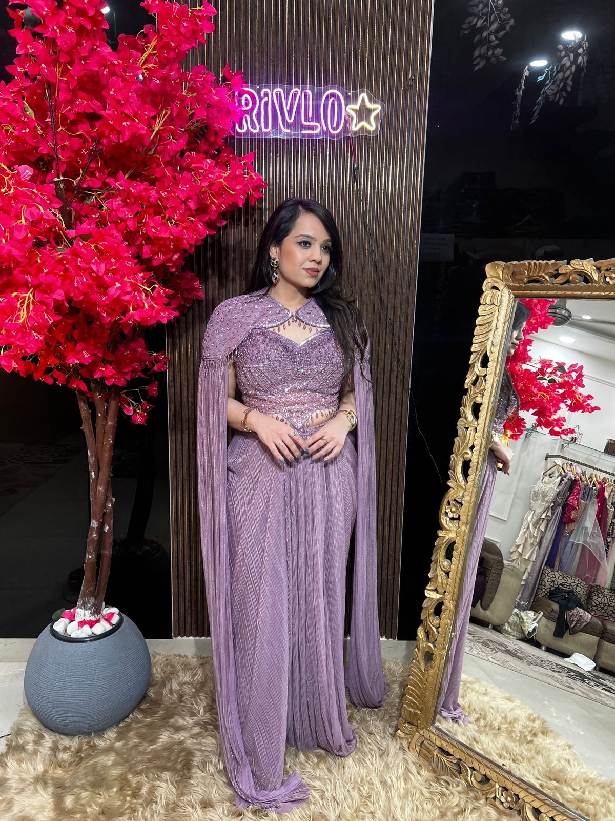 Black Gold And Purple Embellished Drape Set ✨ RC562