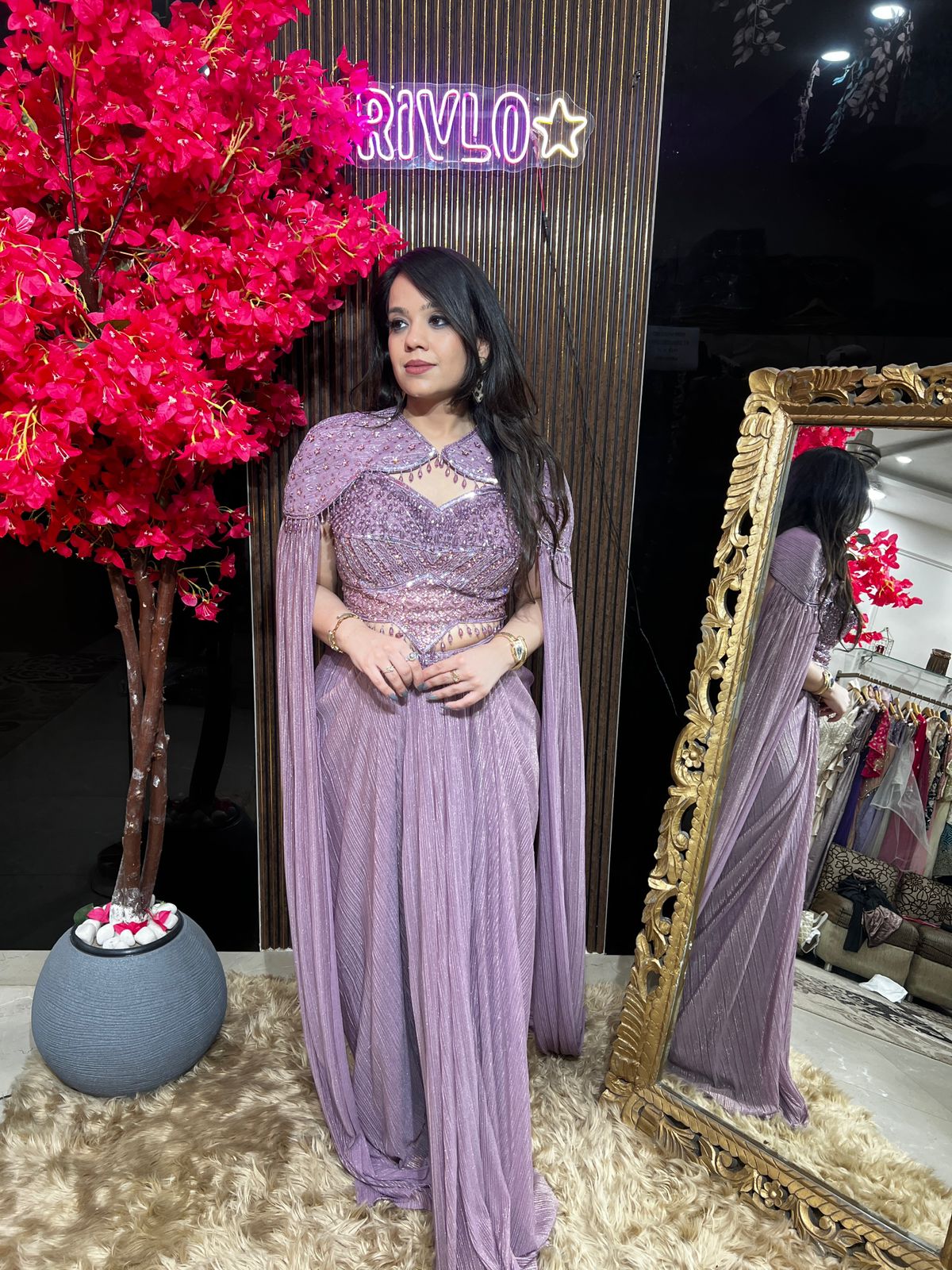 Black Gold And Purple Embellished Drape Set ✨ RC562