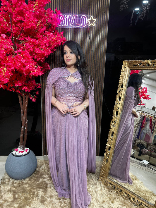 Black Gold And Purple Embellished Drape Set ✨ RC562