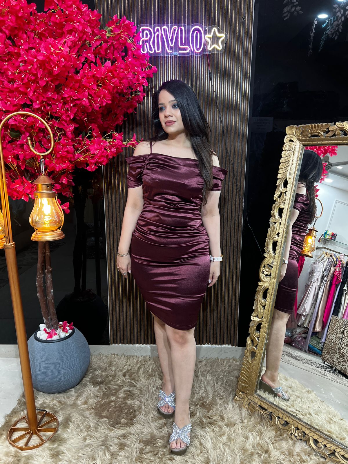 Bronze,Lemon & Wine Luxe Bodycon Dress WC50