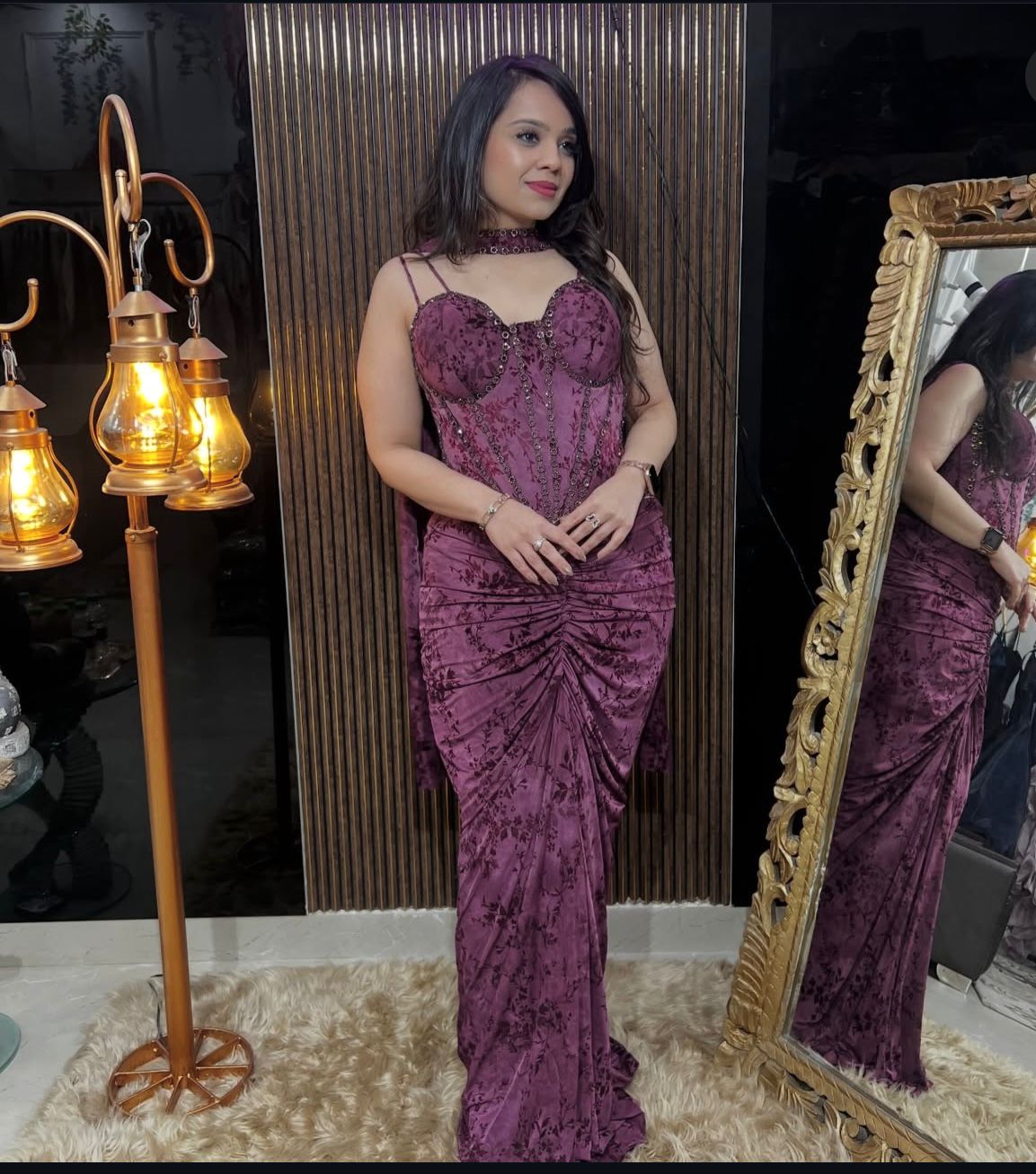 Royale Plum And Black Corset Saree RC580