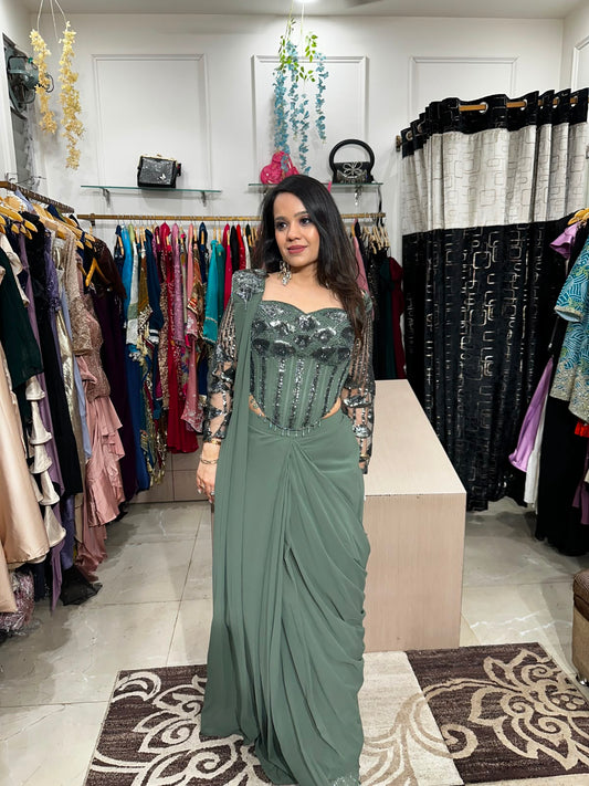 Misty Green Elegance Saree RC589