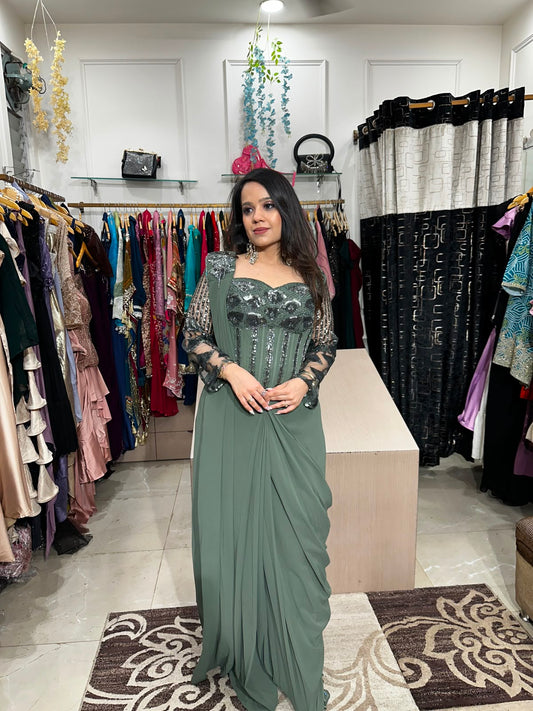 Misty Green Elegance Saree RC589