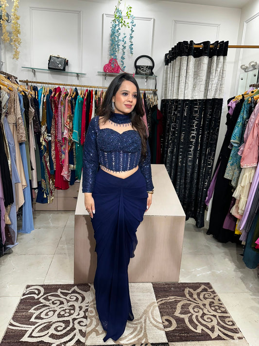 Blue Royale Drape Saree RC591
