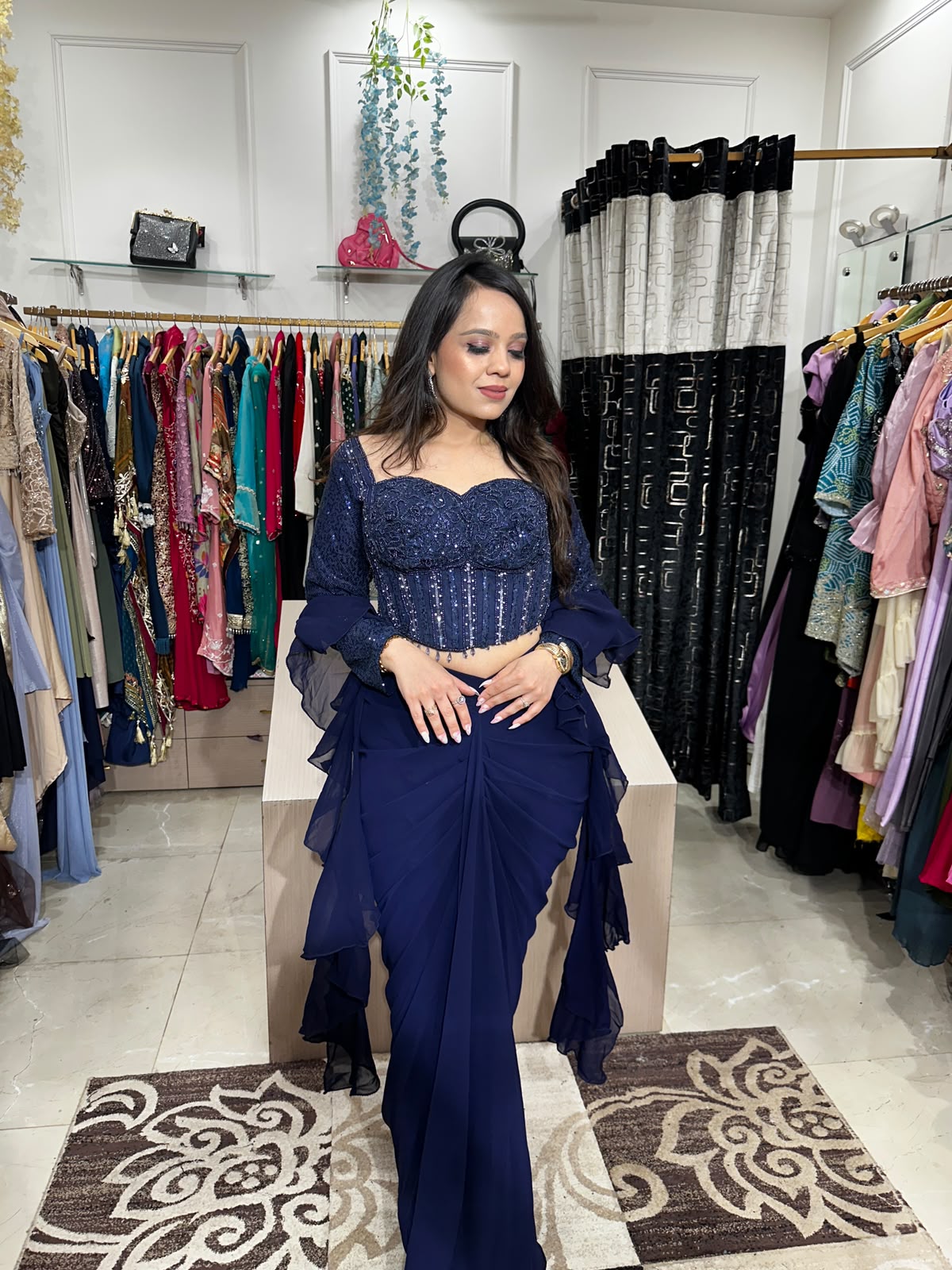 Blue Royale Drape Saree RC591