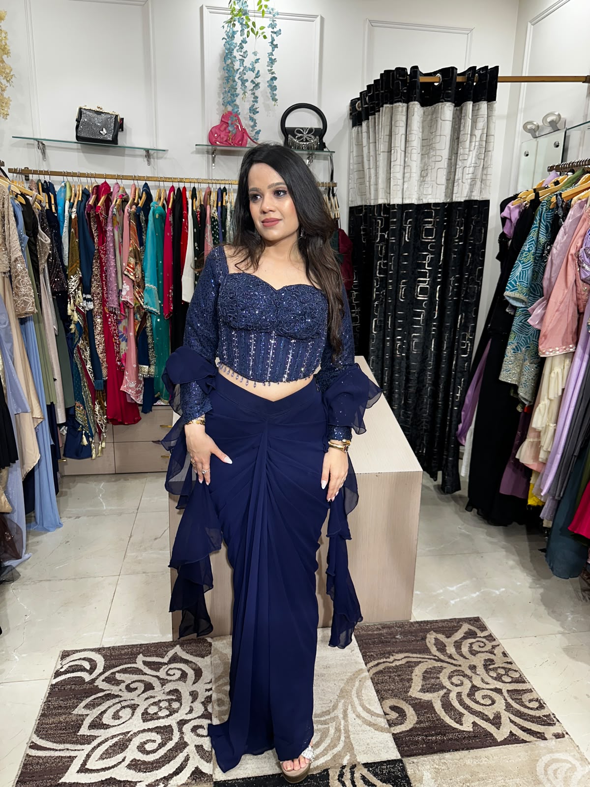 Blue Royale Drape Saree RC591