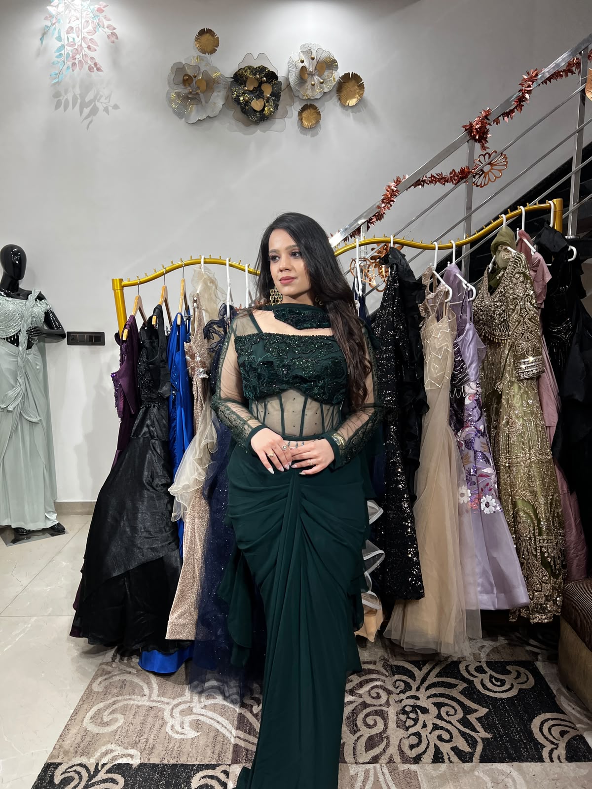 Emerald Enchanté Drape Saree RC583