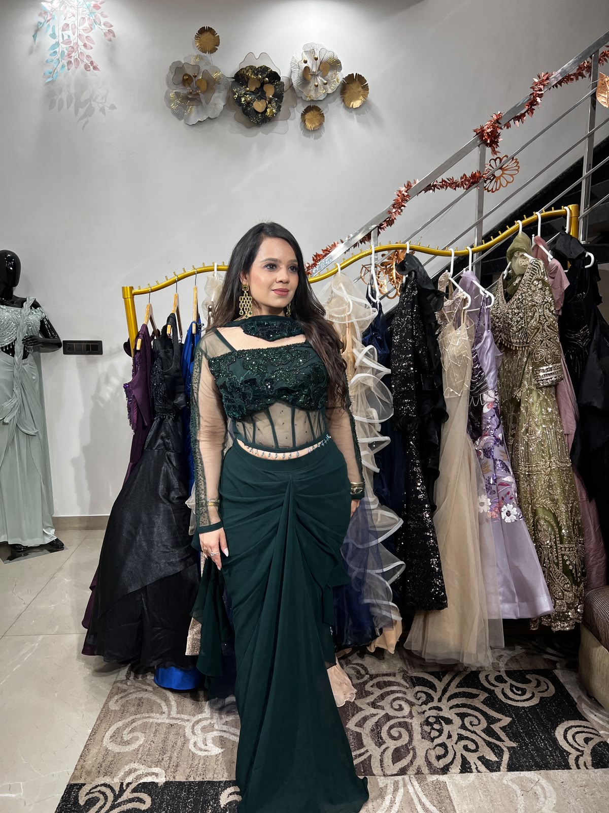 Emerald Enchanté Drape Saree RC583