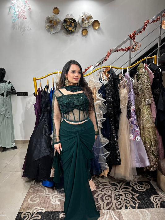 Emerald Enchanté Drape Saree RC583