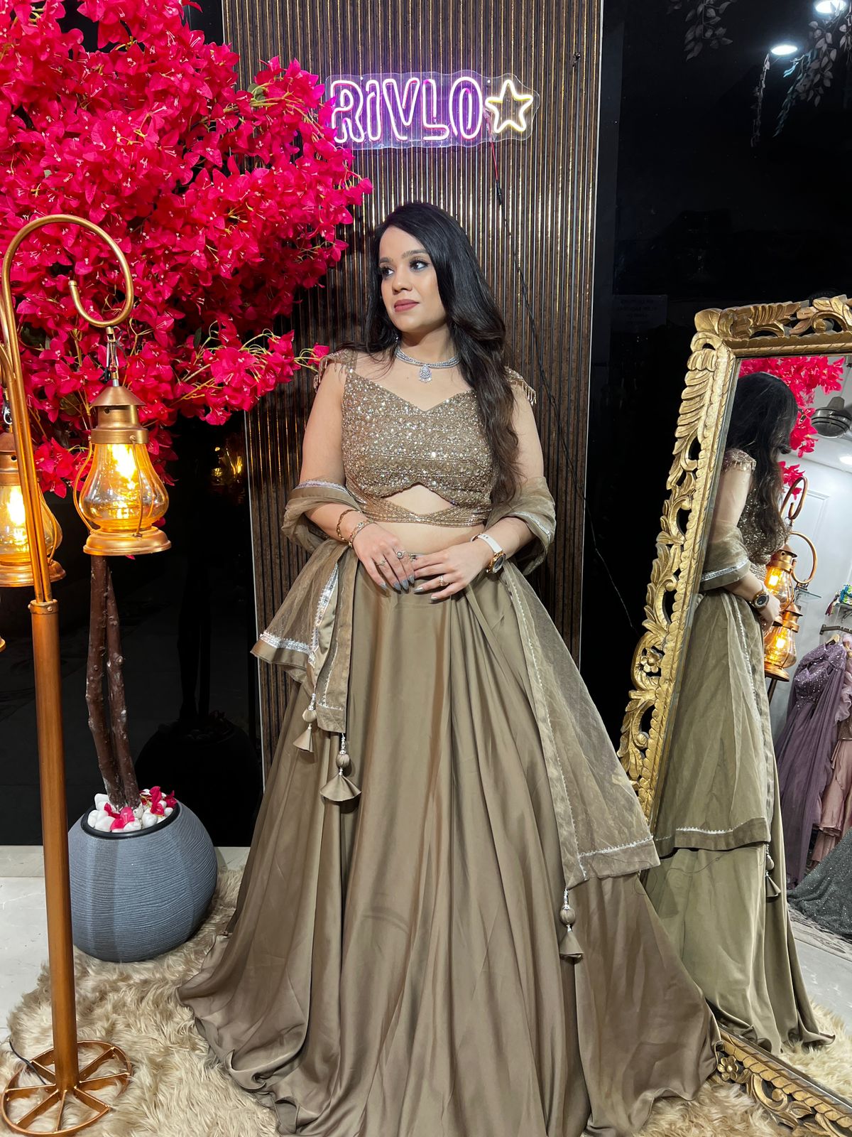 Mocha Shimmer Lehenga Set AC87