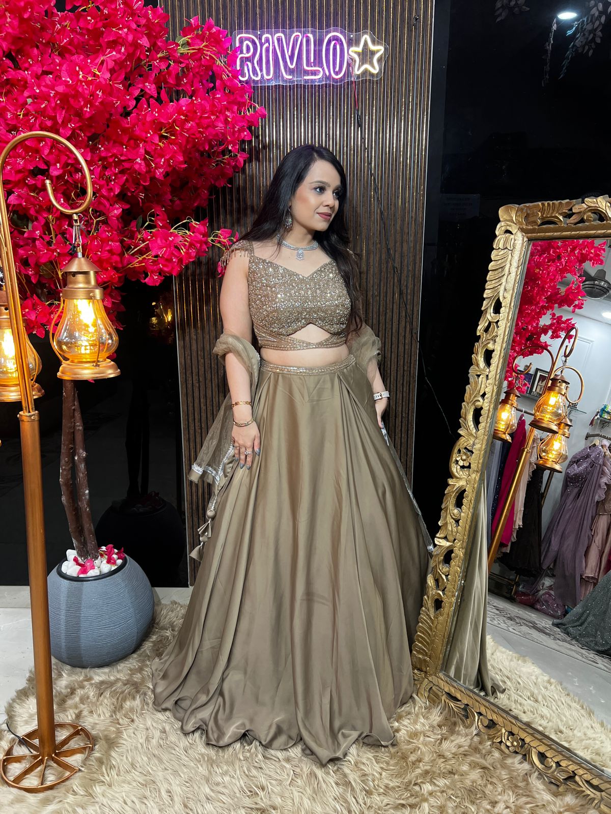 Mocha Shimmer Lehenga Set AC87