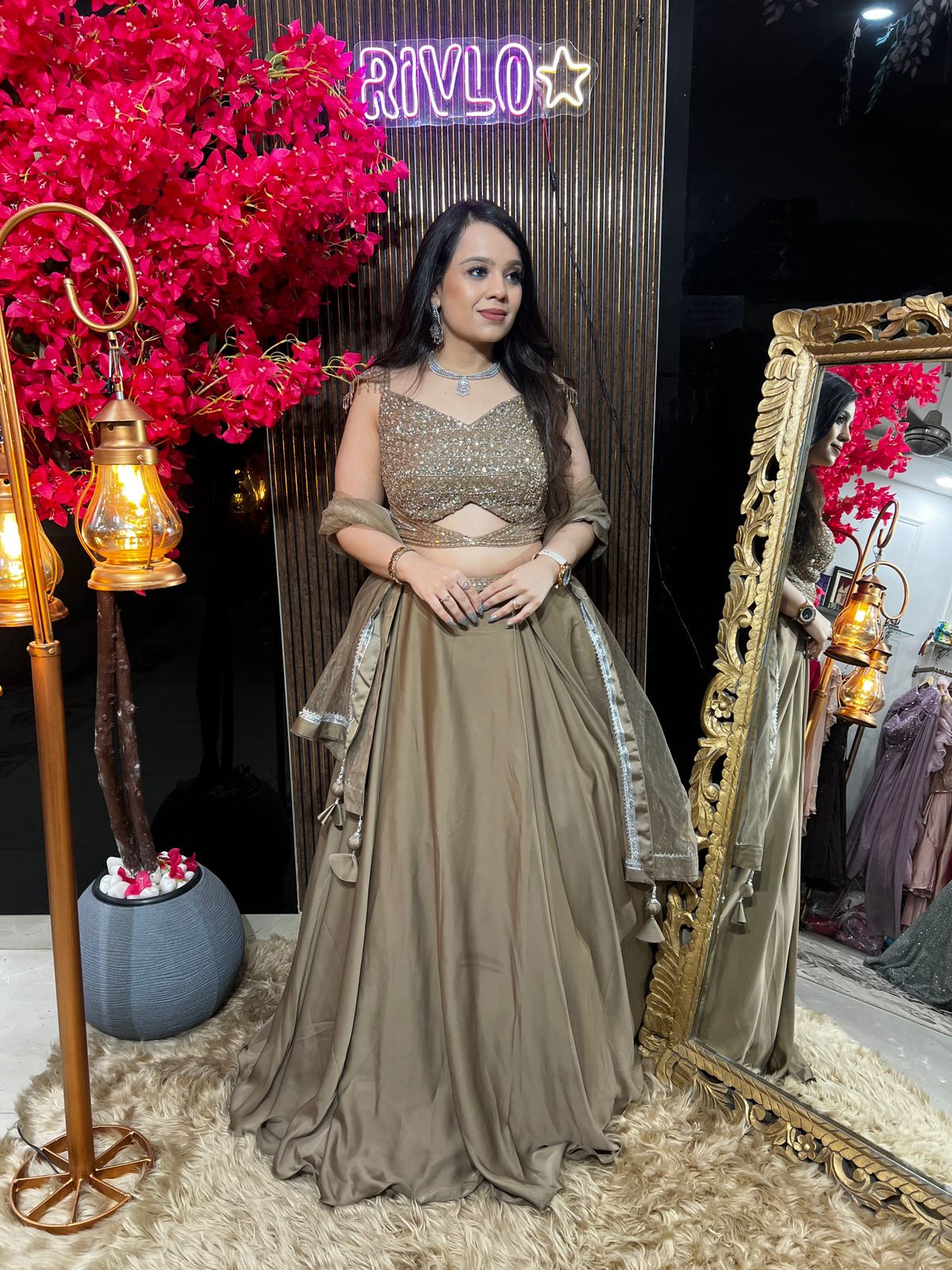 Mocha Shimmer Lehenga Set AC87