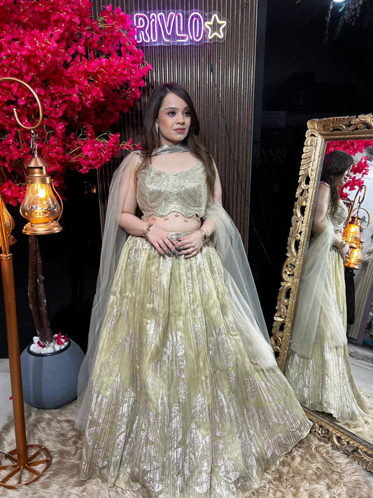 Lime Bloom Lehenga Set 🌸 AC97
