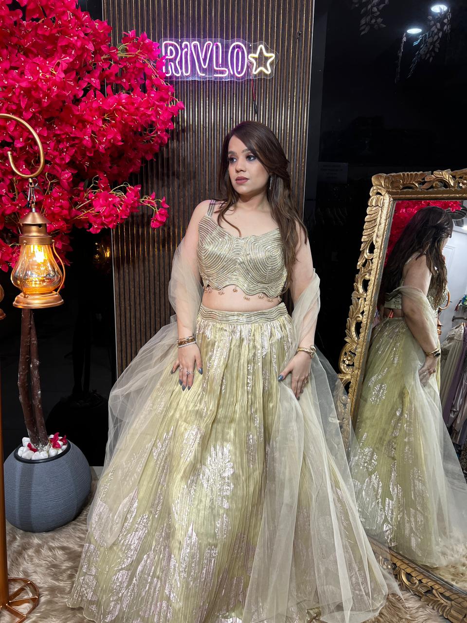Lime Bloom Lehenga Set 🌸 AC97