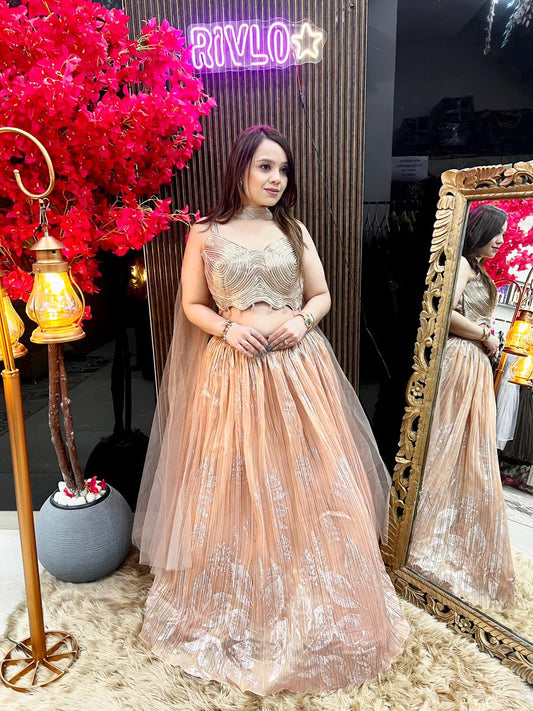 Peach Bloom Lehenga Set 🌸 AC96