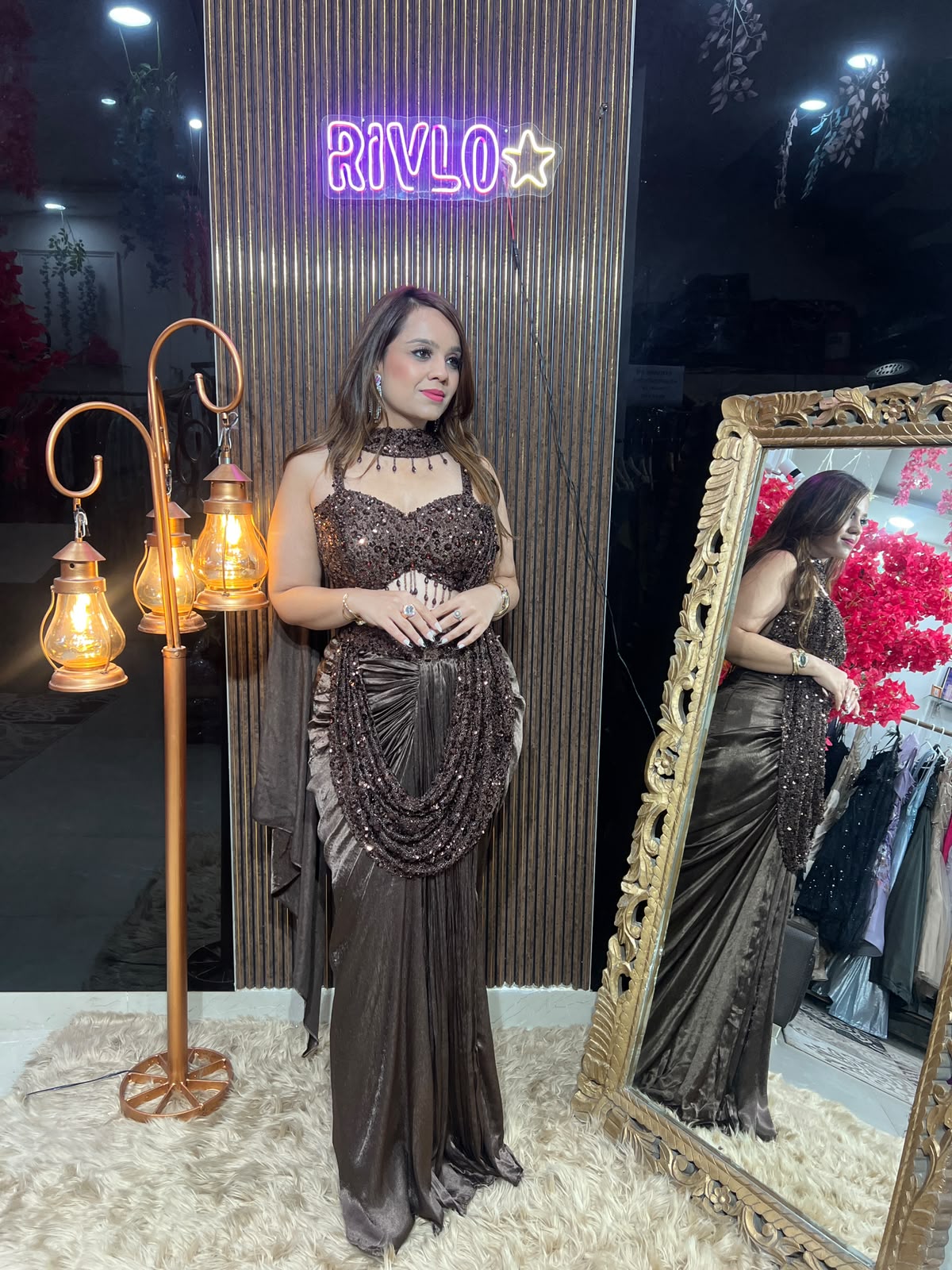 Coco Drape Sequin Indo Saree AC105