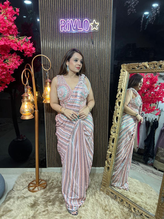 Rosé Mirage Embellished Drape Saree RC630