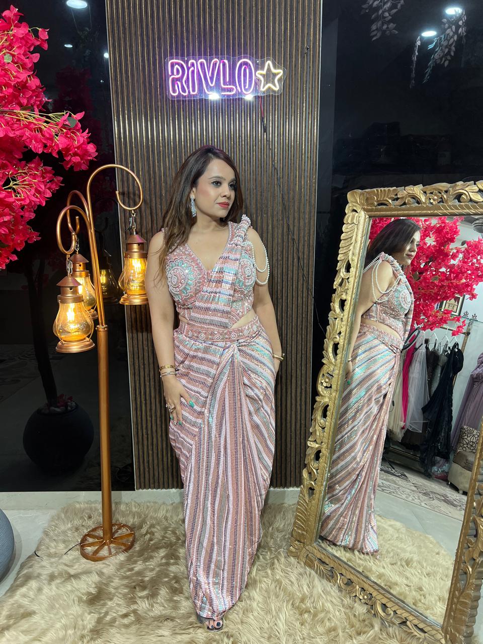 Rosé Mirage Embellished Drape Saree RC630