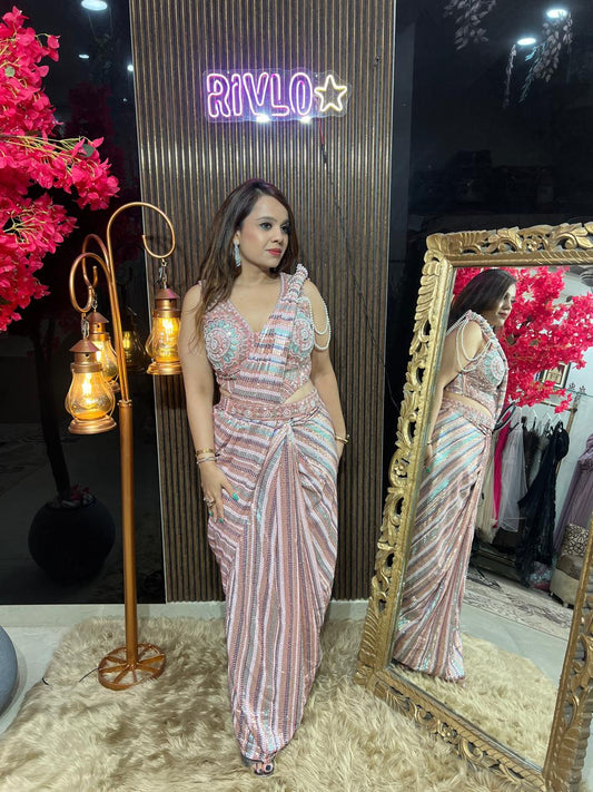 Rosé Mirage Embellished Drape Saree RC630