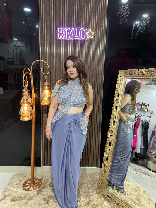 Lavender Pocket Saree RC642