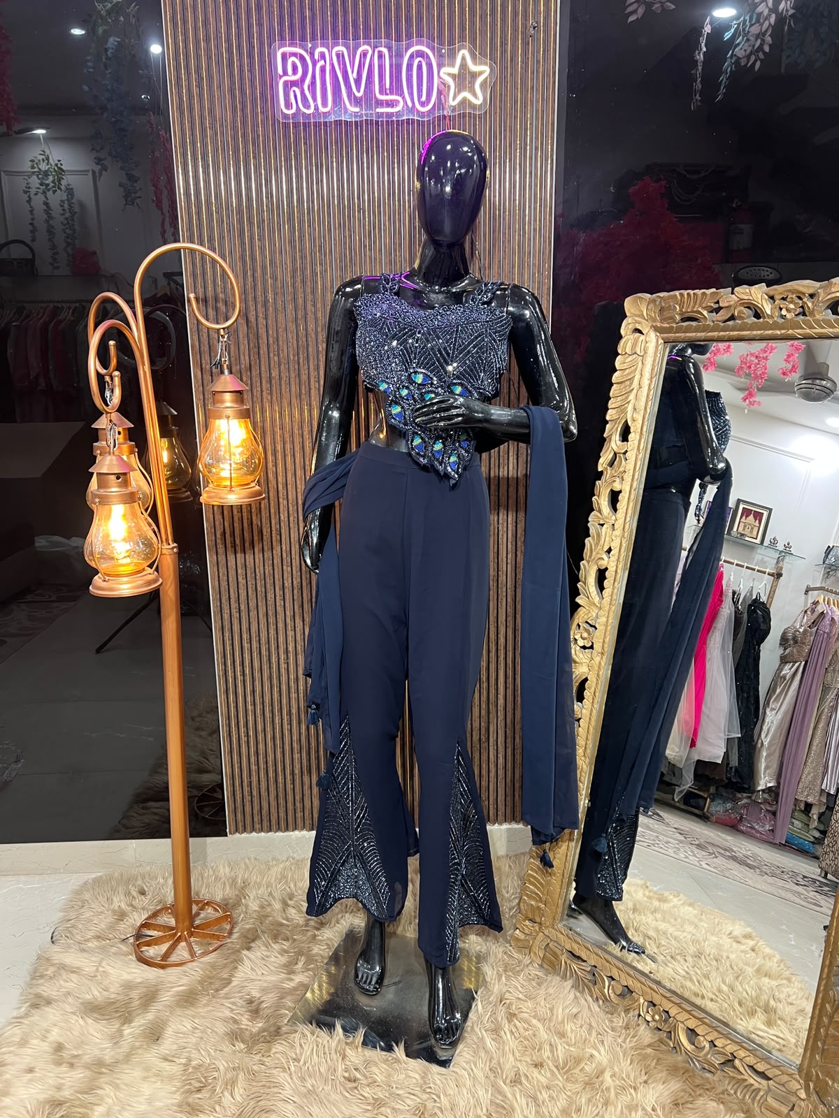 Noir Embellished 2 PIECE Trouser Set RC652