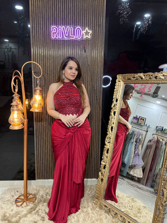 Ruby Drape Glamour Saree Set RC659