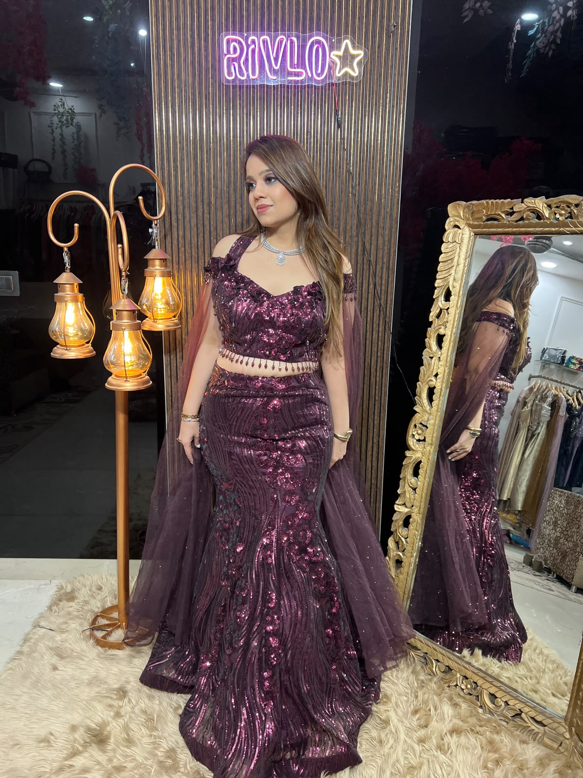 Wine & Black Mermaid Look Lehenga RC675
