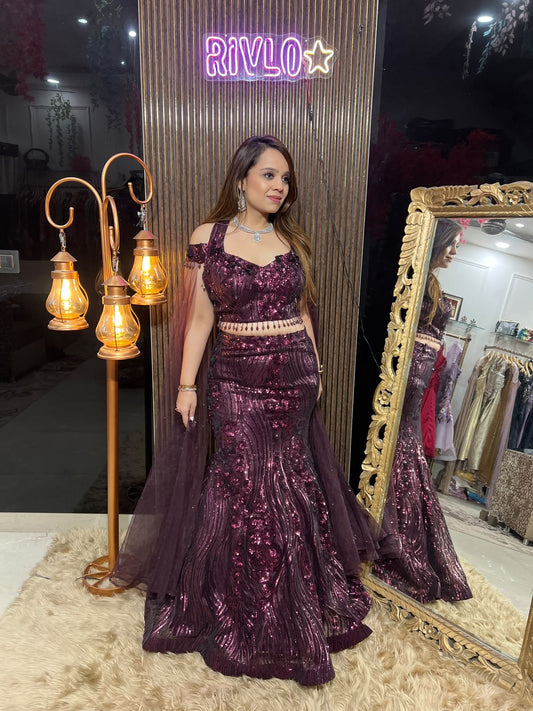 Wine Mermaid Look Lehenga RC675