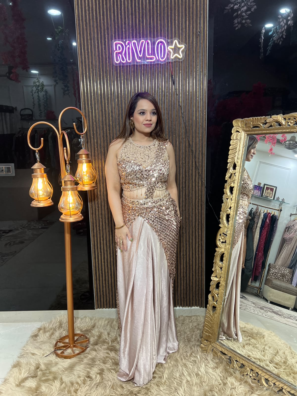 Gold & Black Luxe Embellished Draped Saree RC684