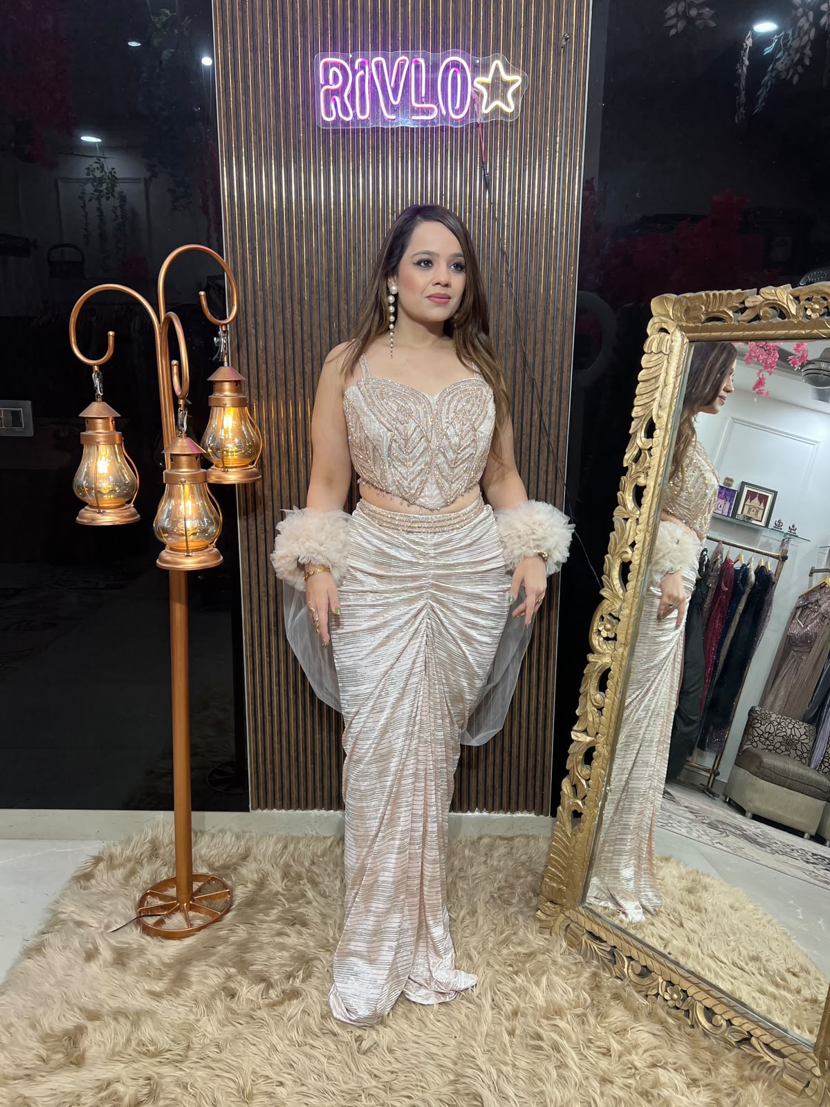Midnight Glam Silver & Ivory Sequin Co-Ord Set RC688