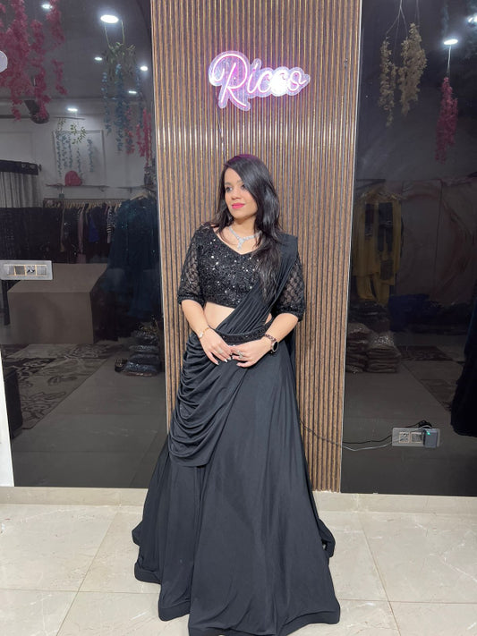 LYCRA BLACK LEHENGA RC167