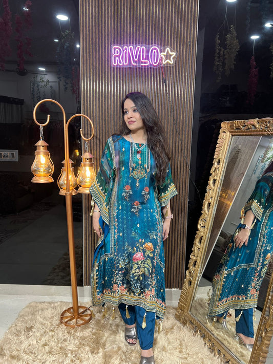 🌸 Floral Printed Kaftan Set with Tassel Detailing 🌸 RC352